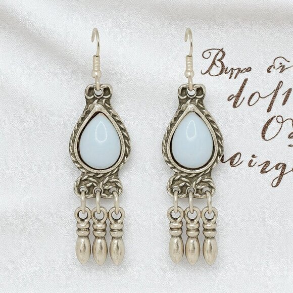 NKULTD Jewelry - Turkish Zamak Dangle Earrings‎ with Stabilized Turquoise Handmade Jewelry